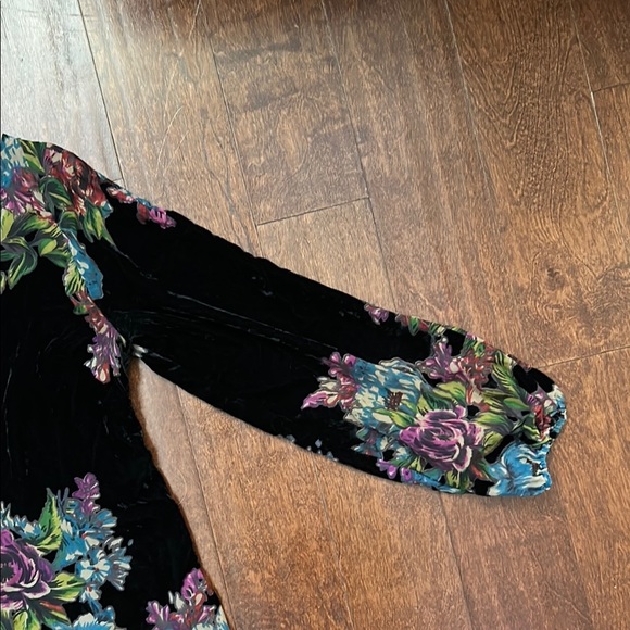 Free People Misha Burnout Black Velvet Mini Dress, Boho Witchy Floral, Size Sm - Picture 7 of 16